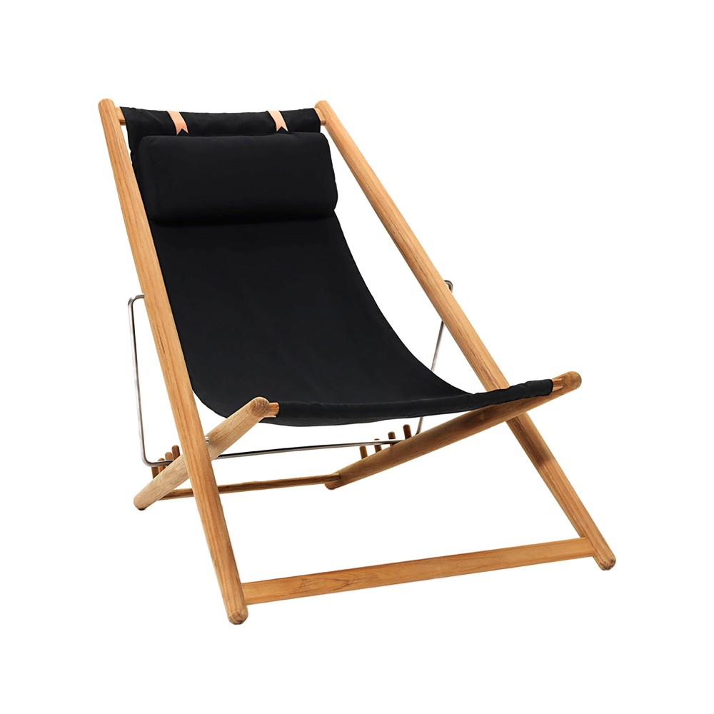 Skargaarden H55 vilstol teak Agora Nautic black | Skandinavisk Design | Solsängar & solstolar | Svart