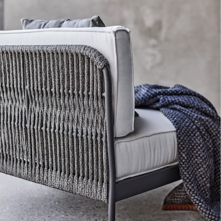 Lidö modulsoffa - Sunbrella Deave silver grey, fotpall, mörkgrå aluminiumram - Skargaarden