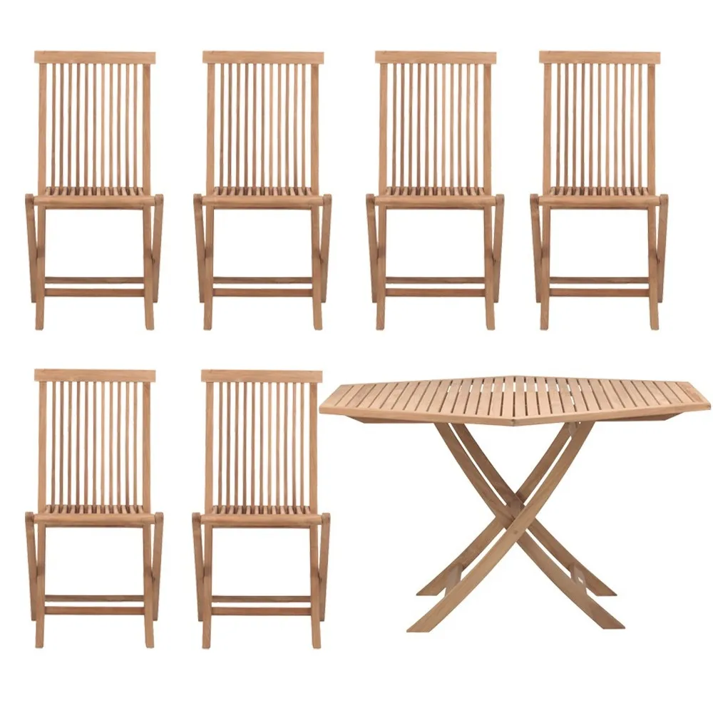 Viken matgrupp - 1 bord och 6 stolar - teak,  Skargaarden