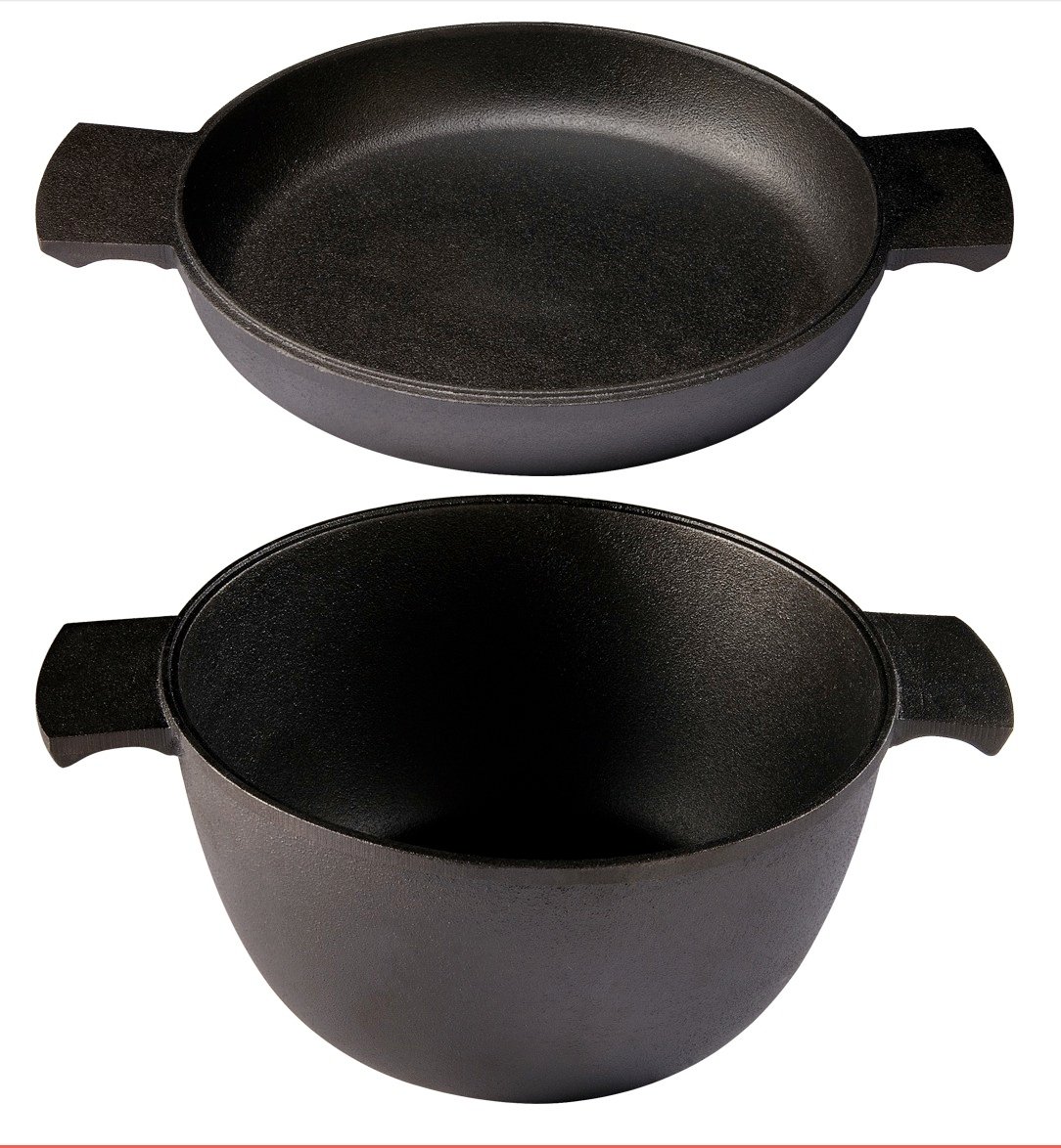 Skeppshult Gjutjärn Grytstapel 2 delar - gryta 3,0 liter + Omelettpanna 23 cm