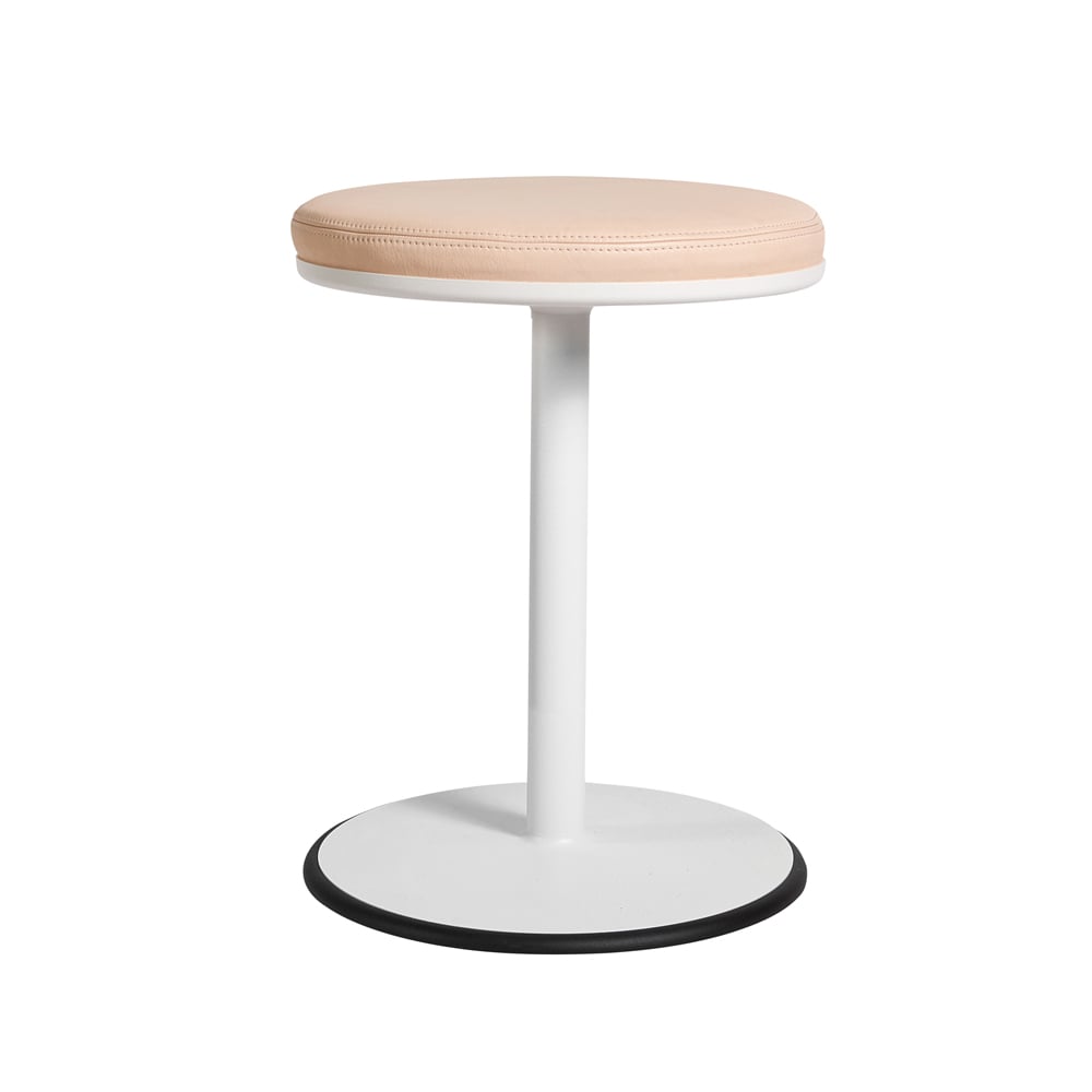 SMD Design Orbit pall vit, ljusbrunt läder | Skandinavisk Design | Pallar | Vit