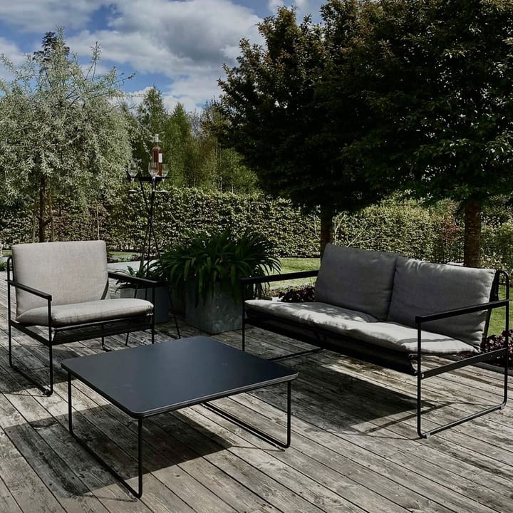 Slow 2-sits soffa - tyg sunbrella grå, svart stålstativ - SMD Design