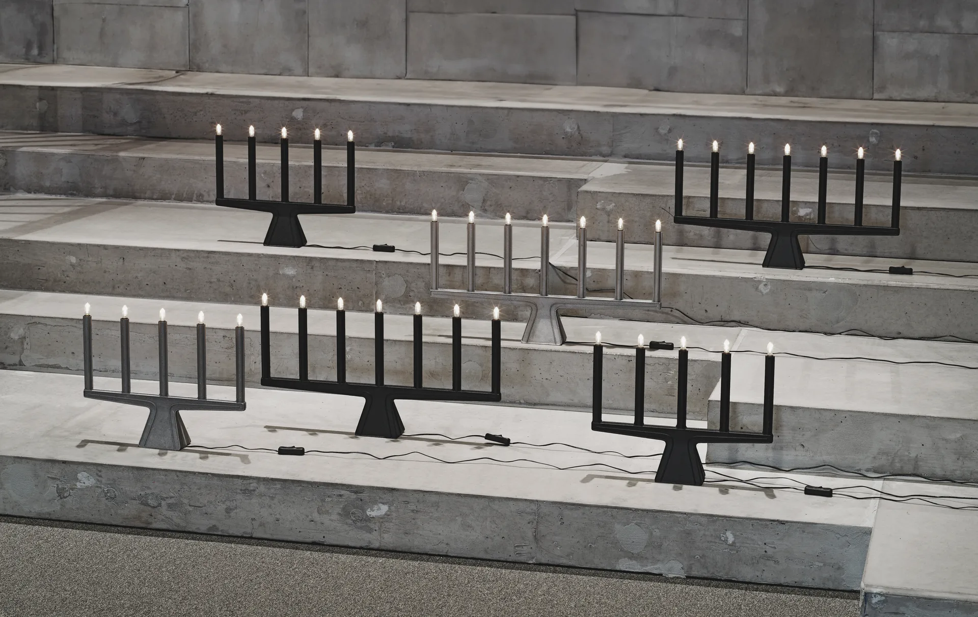 Stella 7 adventsljusstake 60 cm, Rå aluminium SMD Design