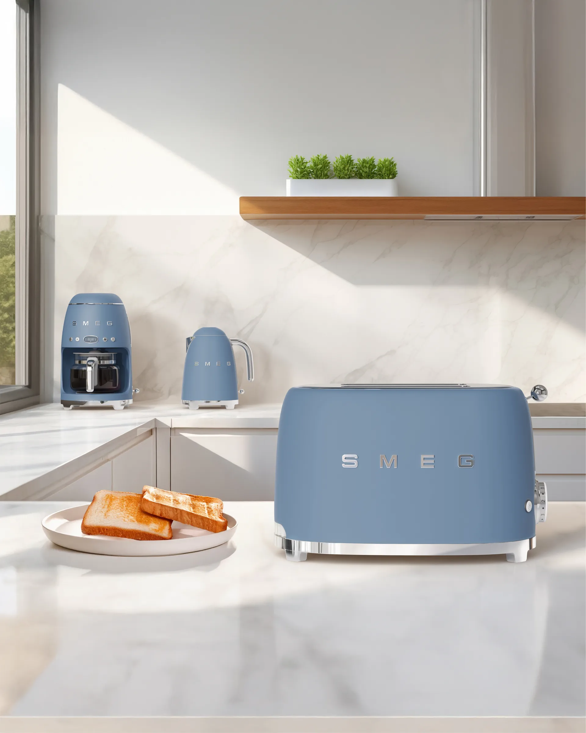 Smeg 50's Style brödrost 2 skivor, Storm blue Smeg