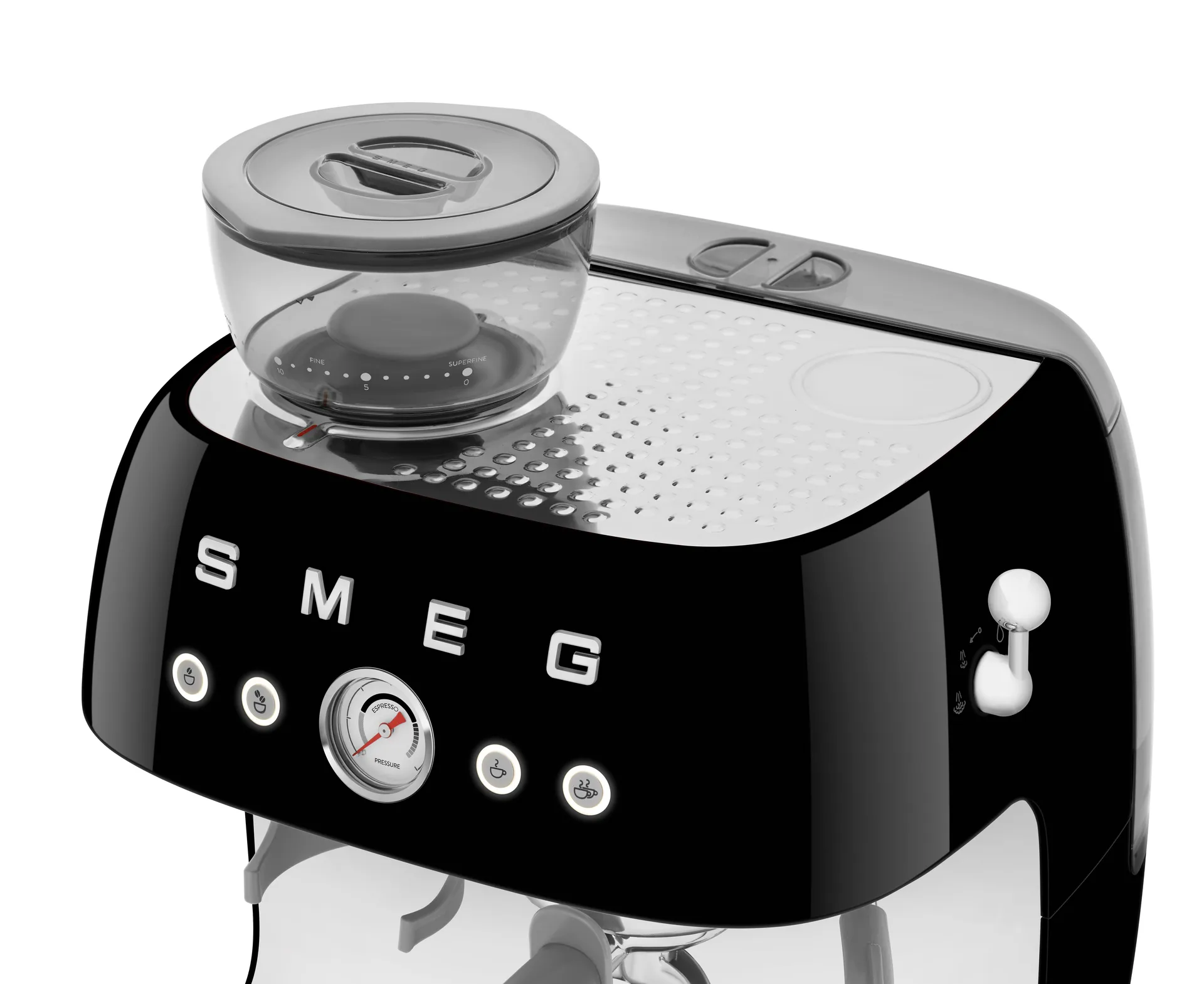 Smeg 50's Style espressomaskin med kaffekvarn, Svart Smeg