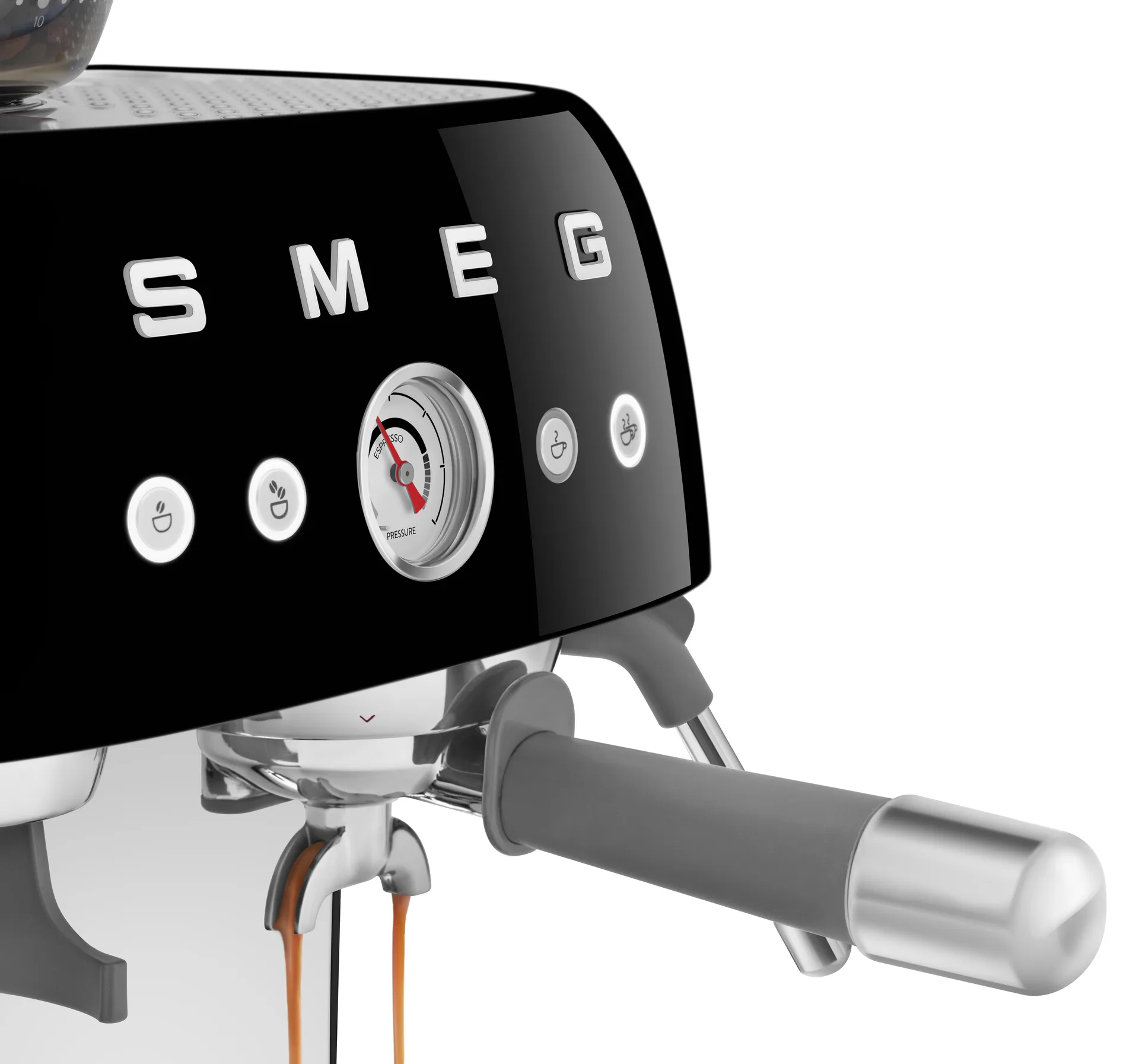 Smeg 50's Style espressomaskin med kaffekvarn, Svart Smeg