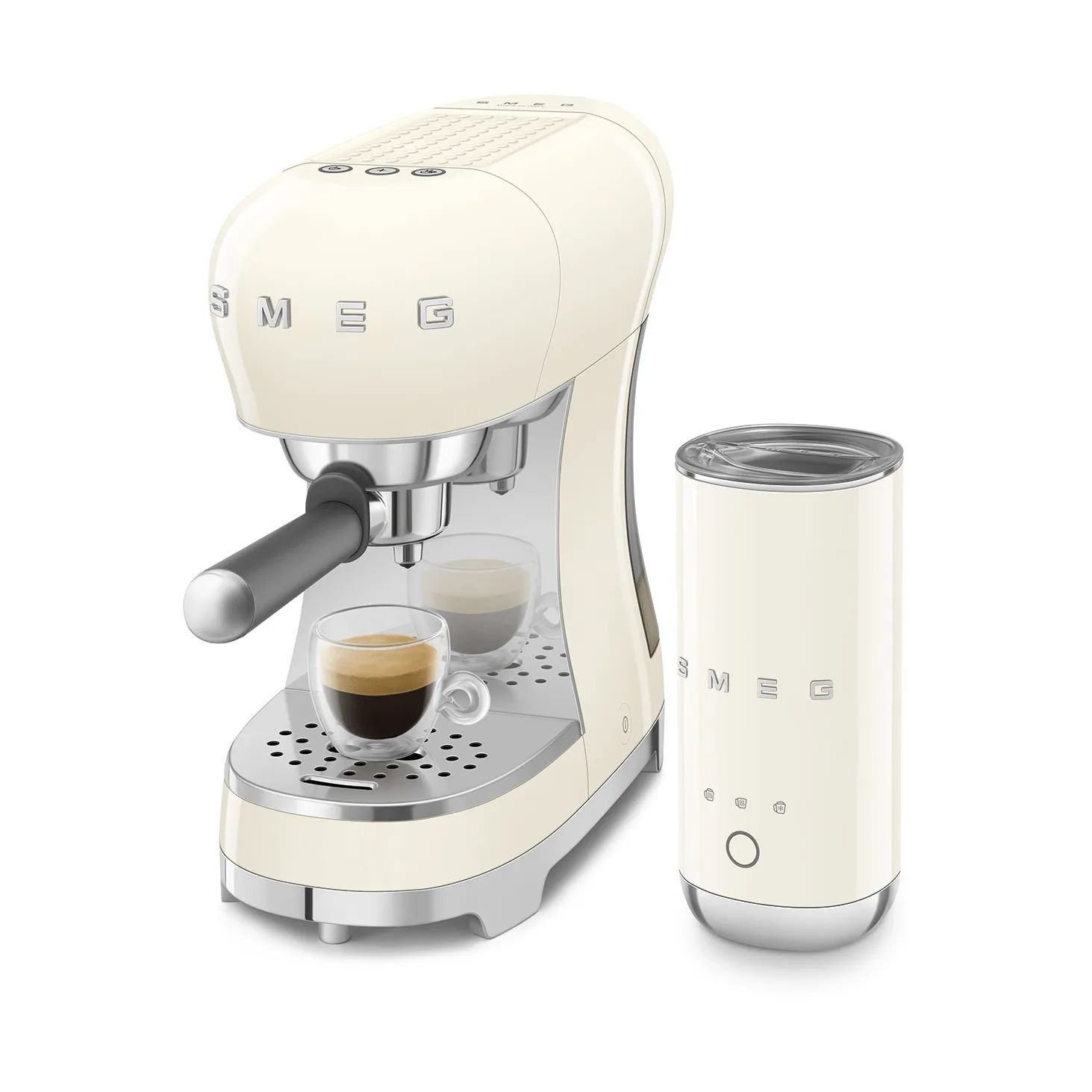 Smeg 50's Style espressomaskin med mjölkskummare, Creme Smeg