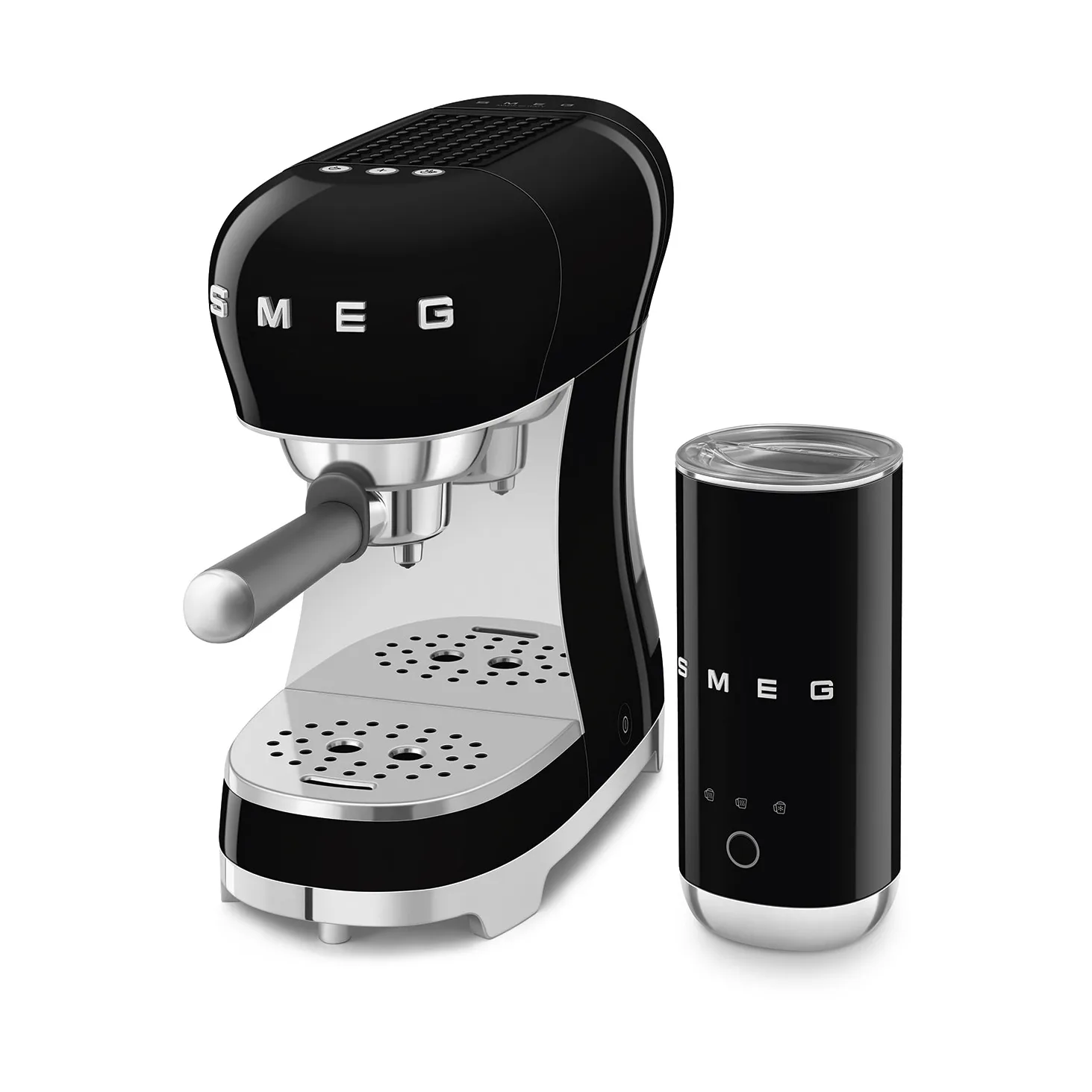 Smeg 50's Style espressomaskin med mjölkskummare, Svart Smeg