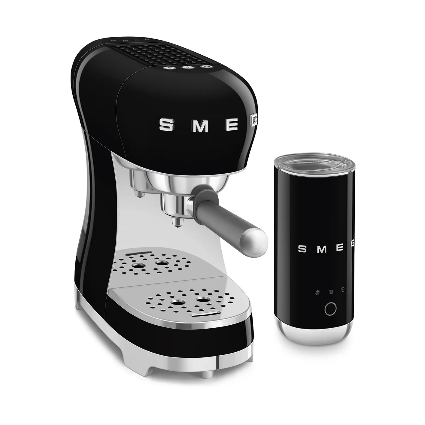 Smeg 50's Style espressomaskin med mjölkskummare, Svart Smeg