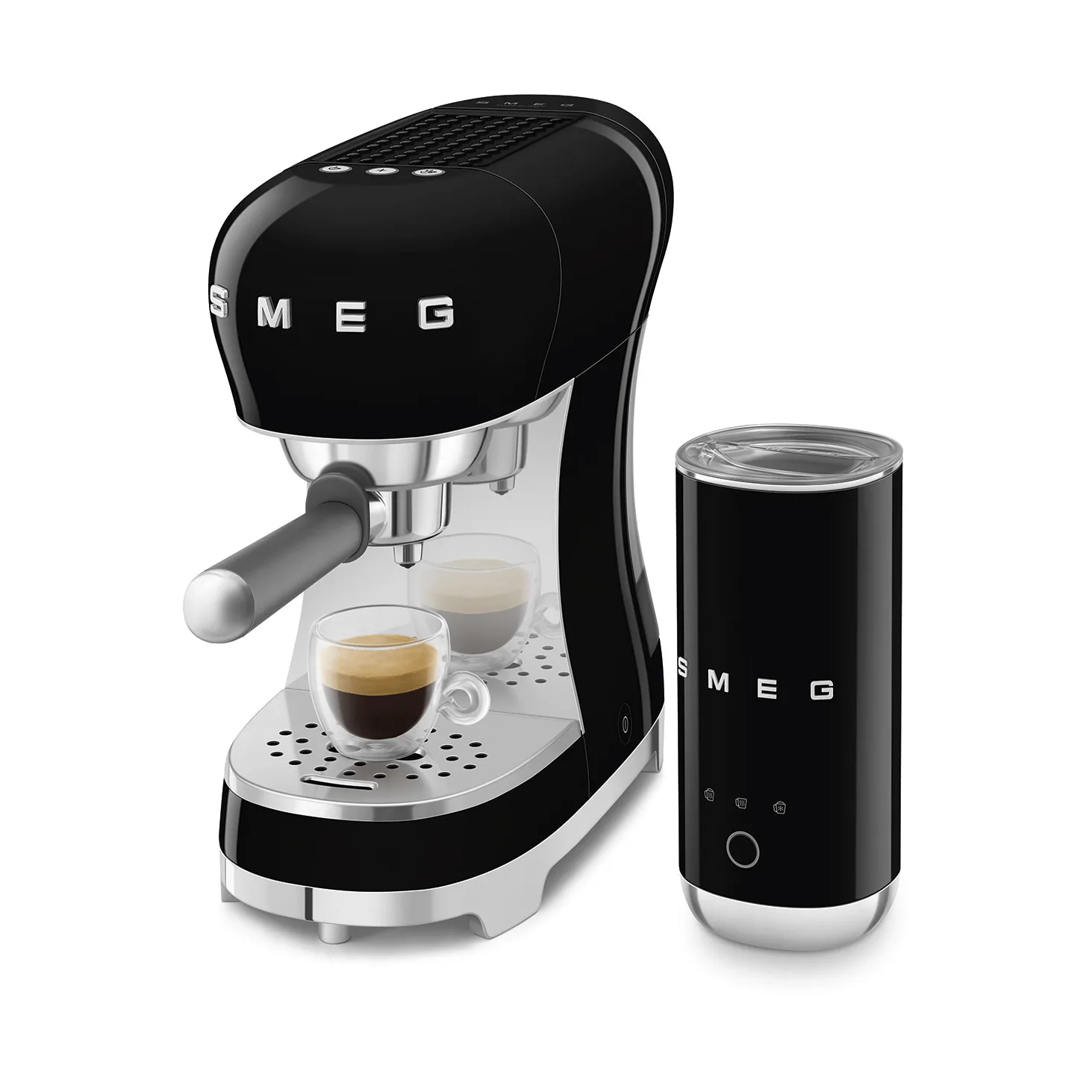 Smeg 50's Style espressomaskin med mjölkskummare, Svart Smeg