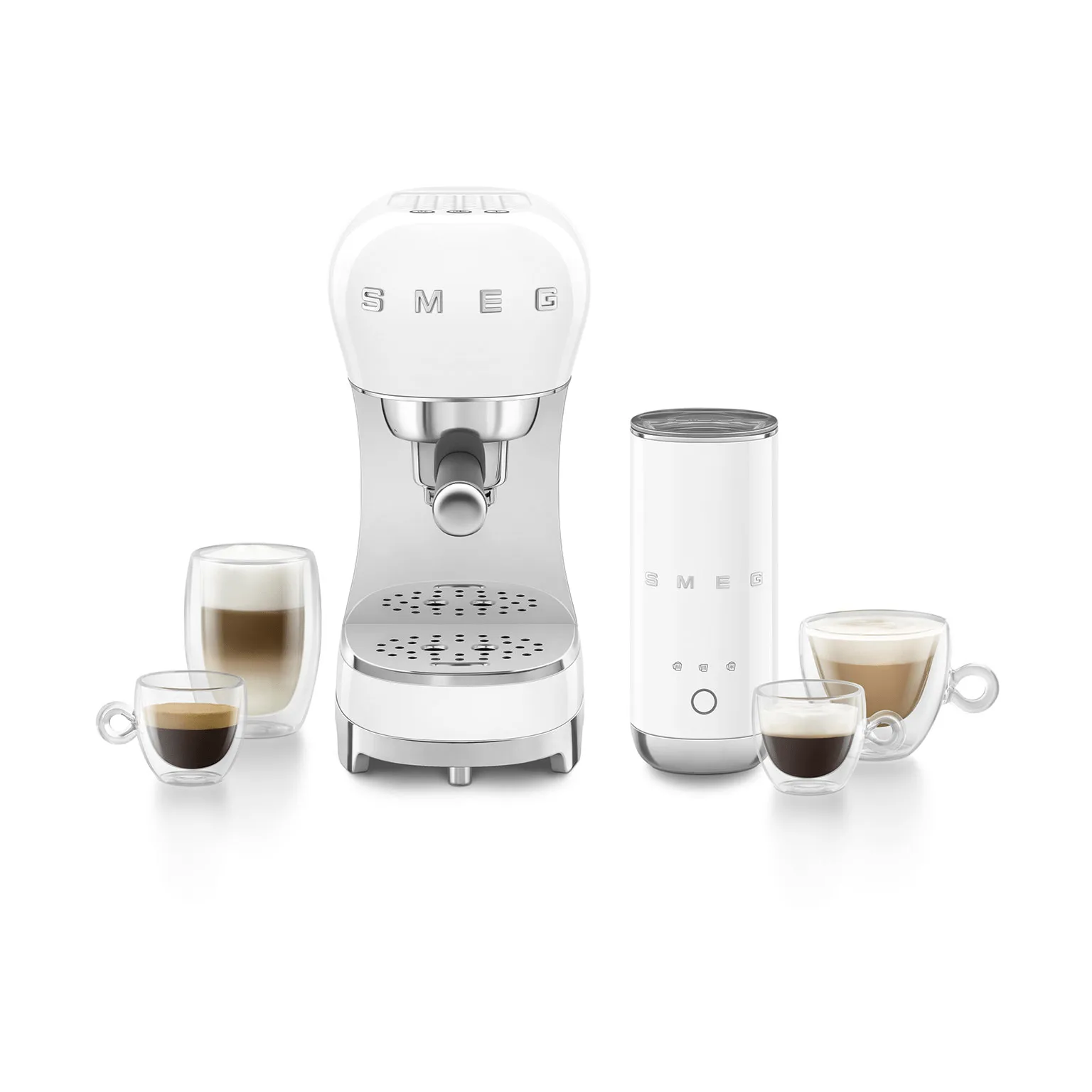 Smeg 50's Style espressomaskin med mjölkskummare, Vit Smeg