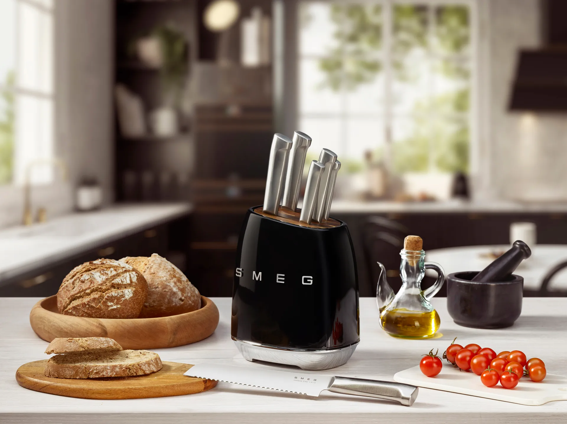 Smeg 50's Style knivset 7 delar, Black Smeg
