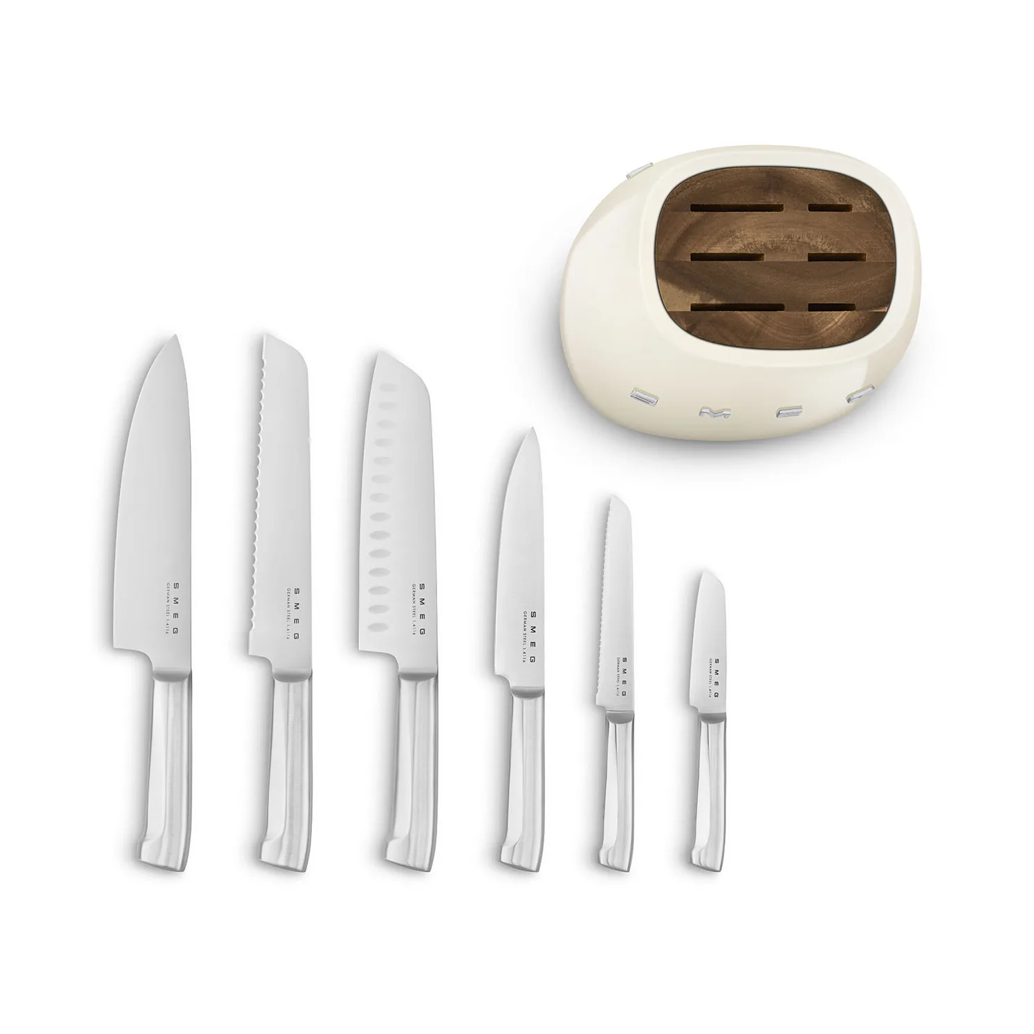 Smeg 50's Style knivset 7 delar, Creme Smeg