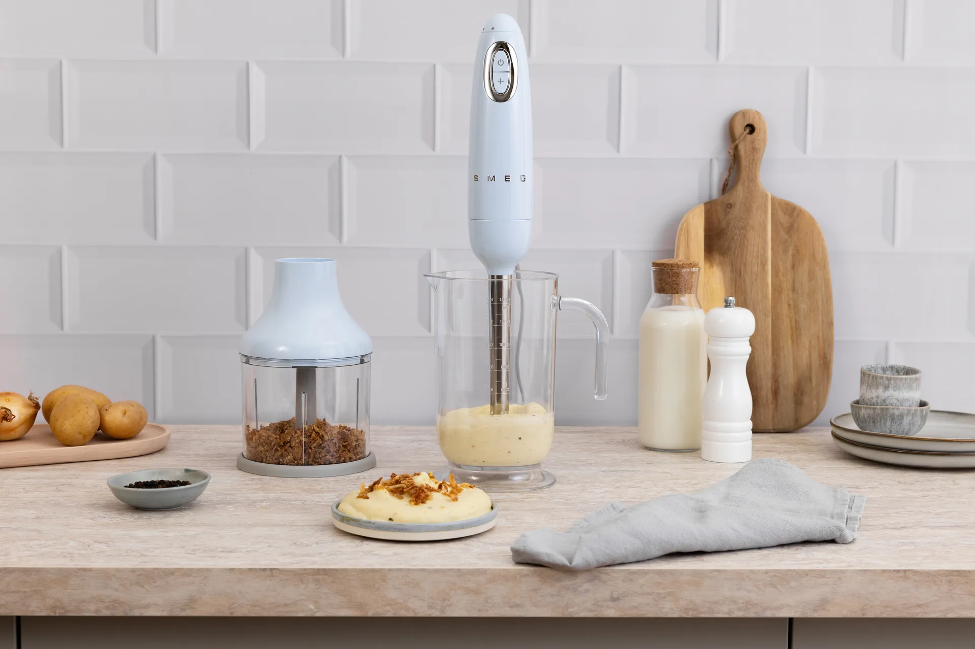 Smeg 50's Style stavmixer set 4 delar, Pastell blue Smeg