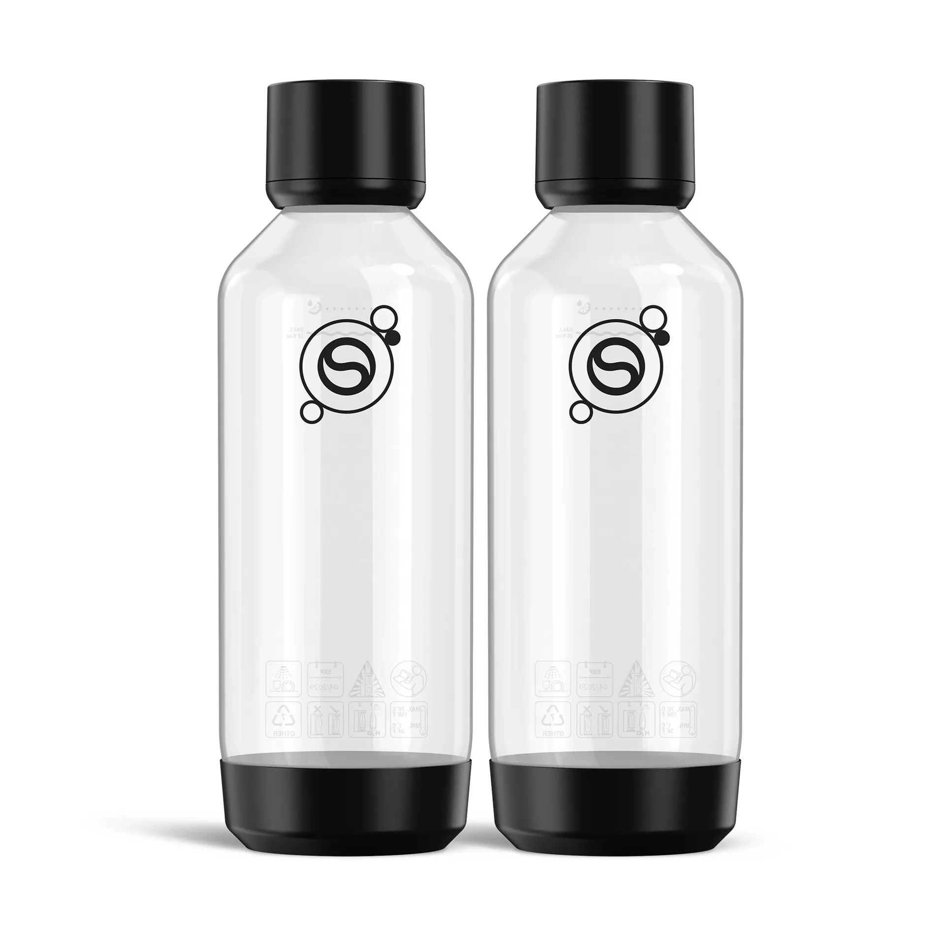 Fizz & Refresh flaska, Svart, 1 L, 2-pack Sodastream