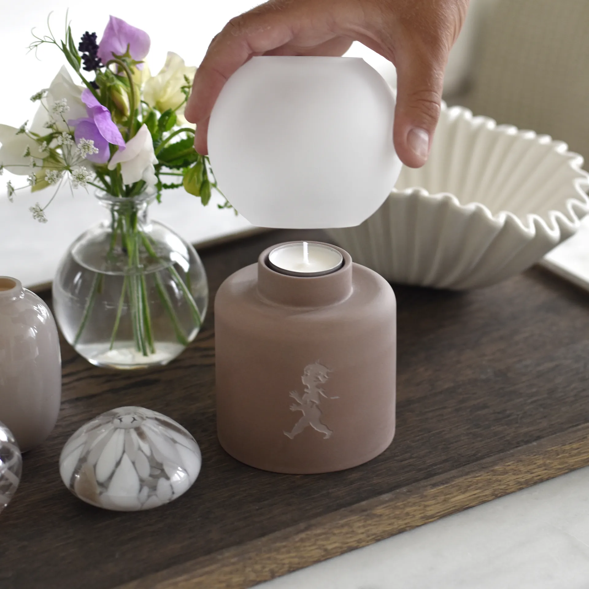 Globe värmeljuslykta Ø9,5x17 cm, Brun Solstickan Design