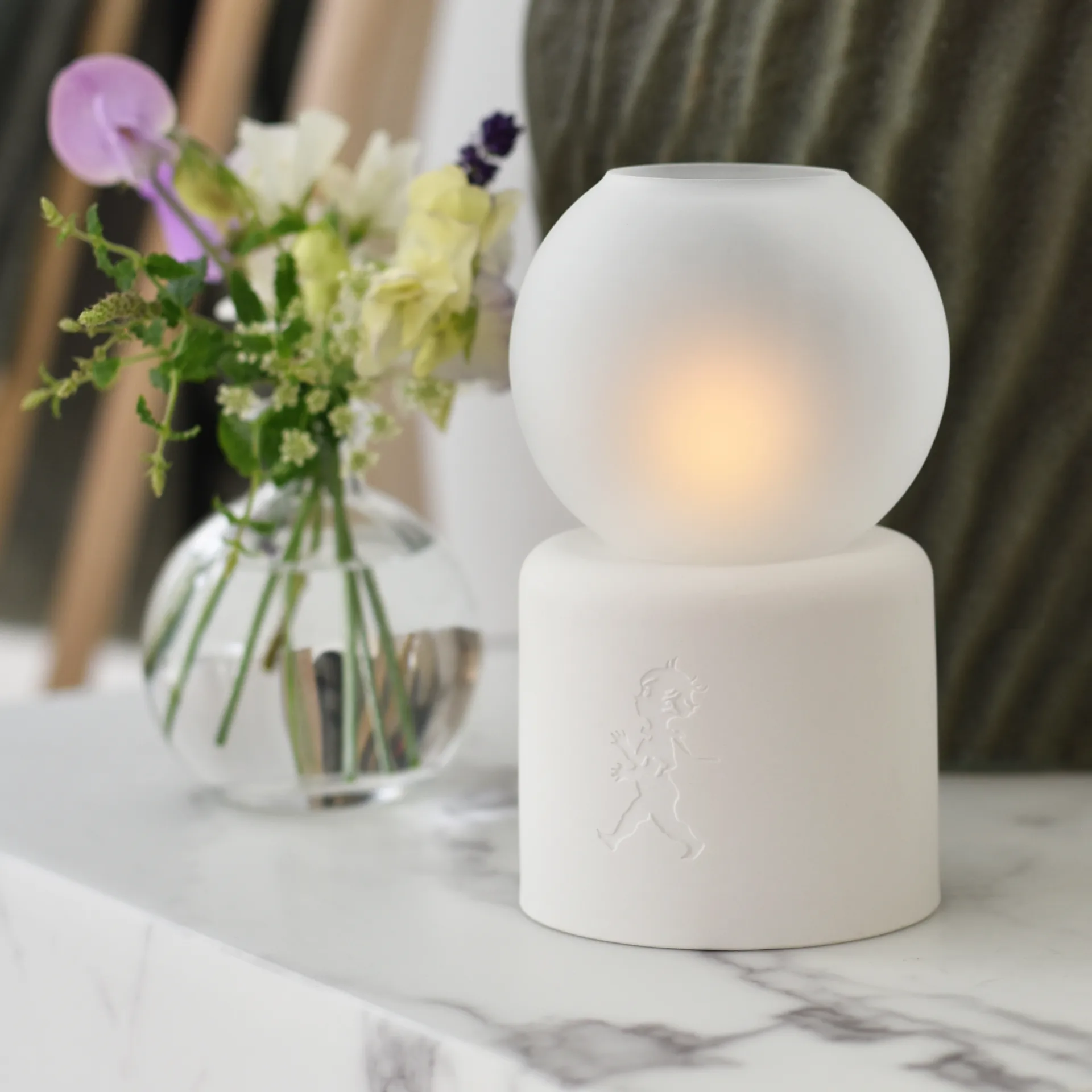 Globe värmeljuslykta Ø9,5x17 cm, Vit Solstickan Design