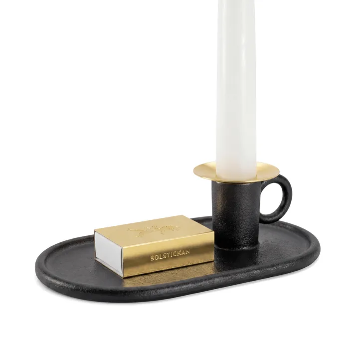 Kammarljusstake med tändsticksetui - Svart - Solstickan Design