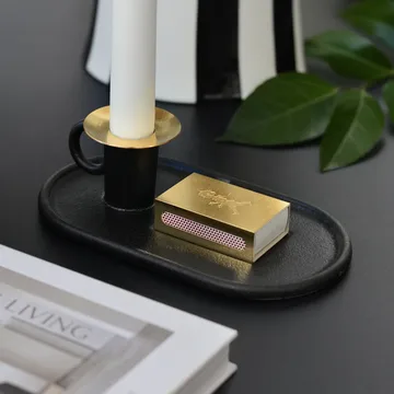 Kammarljusstake med tändsticksetui - Svart - Solstickan Design