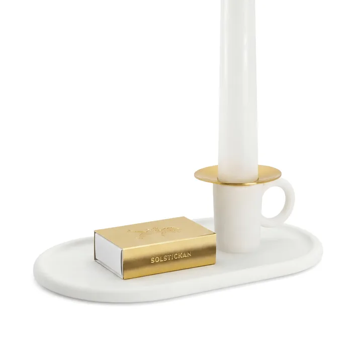 Kammarljusstake med tändsticksetui - Vit - Solstickan Design