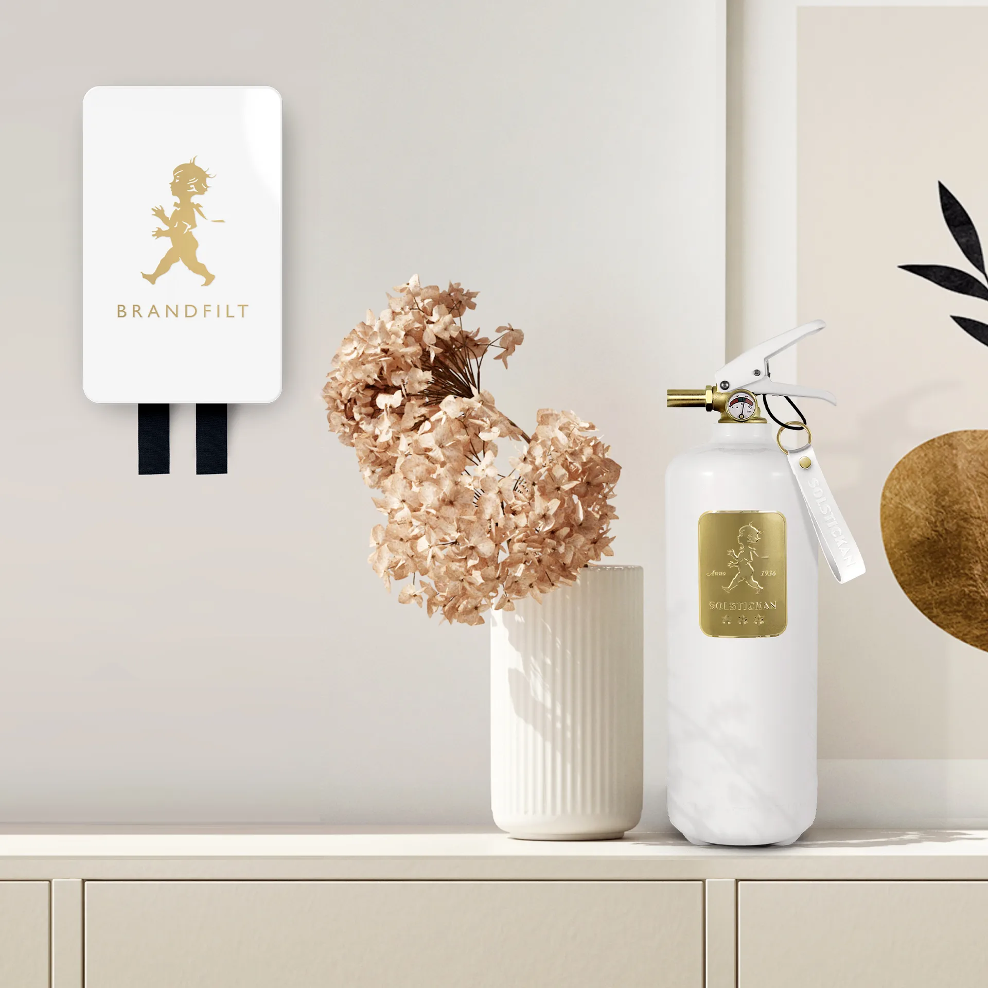 Solstickan brandfilt 120x120 cm 2023, Vit-guld Solstickan Design