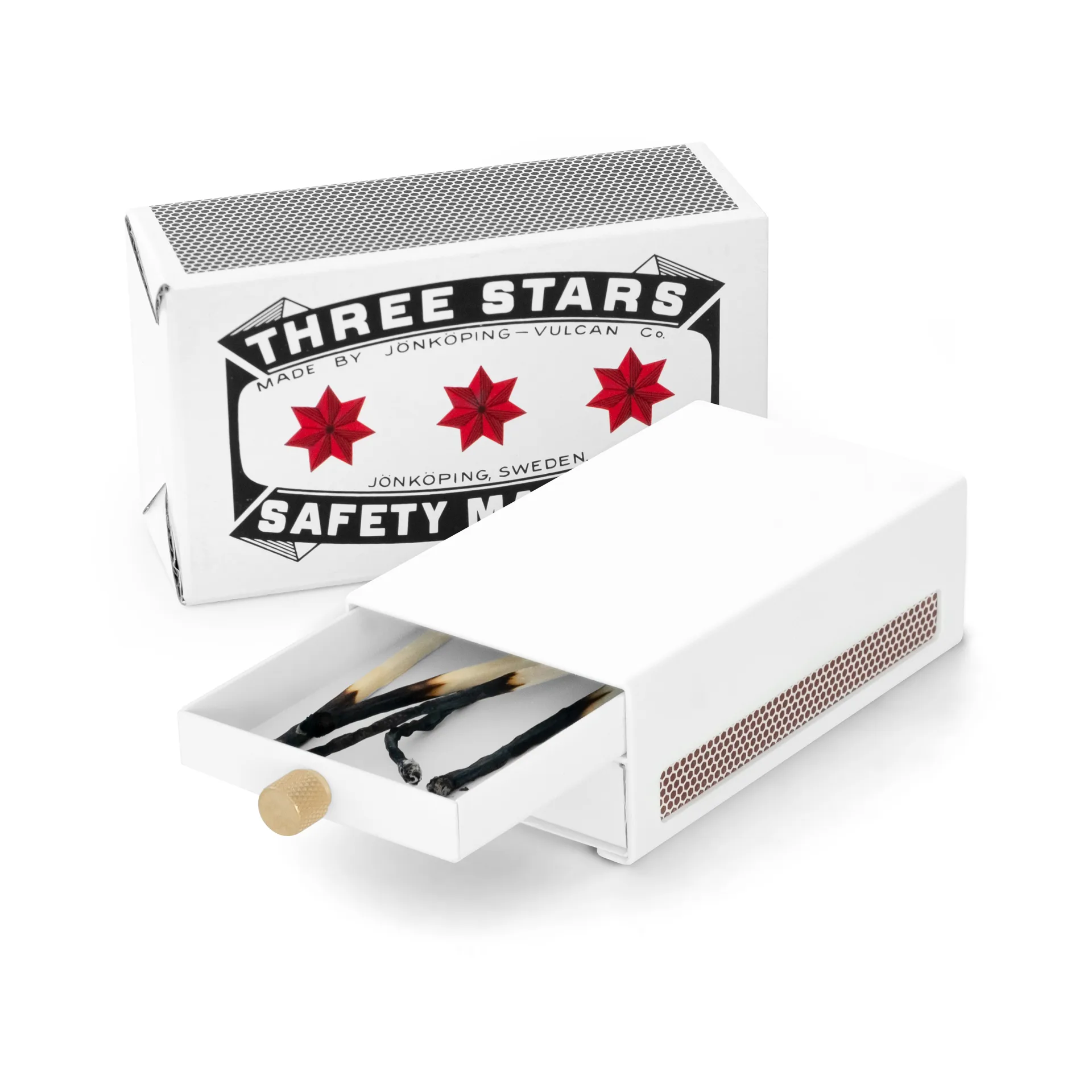 Three Stars tändsticksfodral stor, Vit Solstickan Design