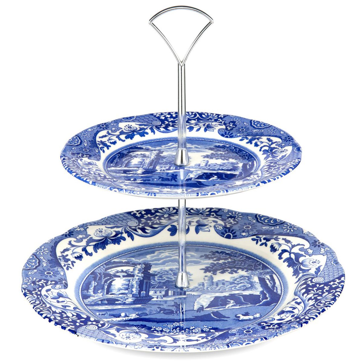 Spode Blue Italian kakfat 2 våningar | Skandinavisk Design | Serveringsfat & Uppläggningsfat | Blå