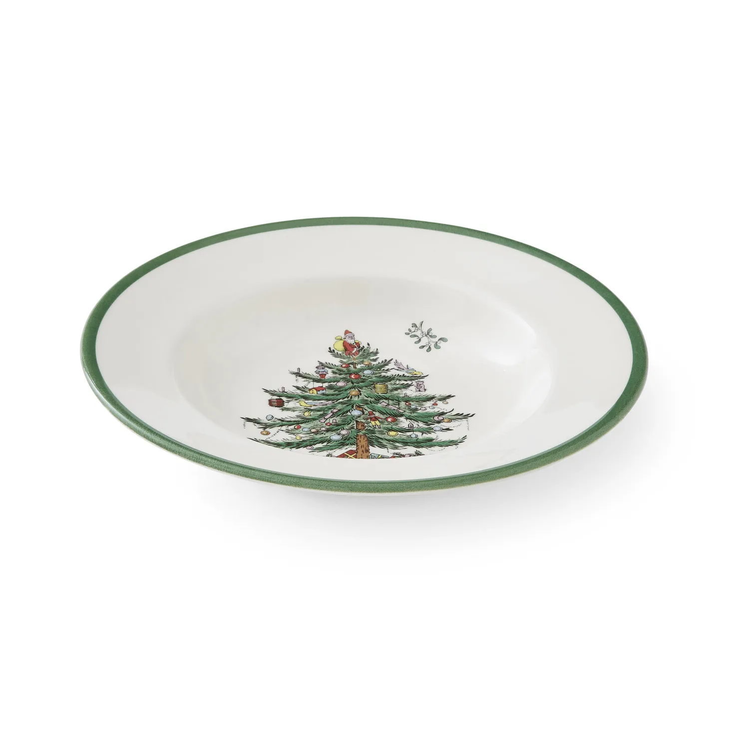 Christmas Tree sopptallrik, White-green-red, 23 cm Spode