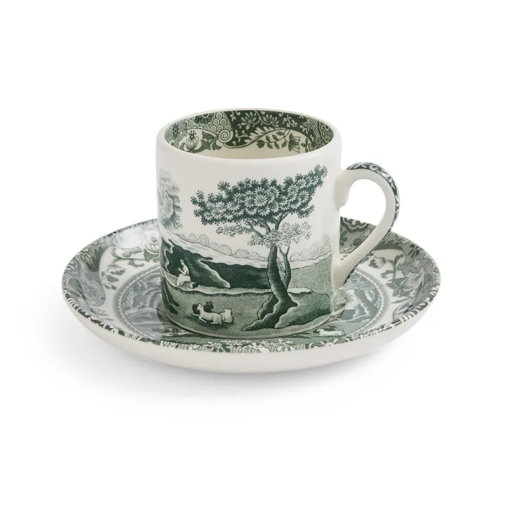 Heritage Green Italian kopp med fat - Grön, espresso, 9 cl - Spode