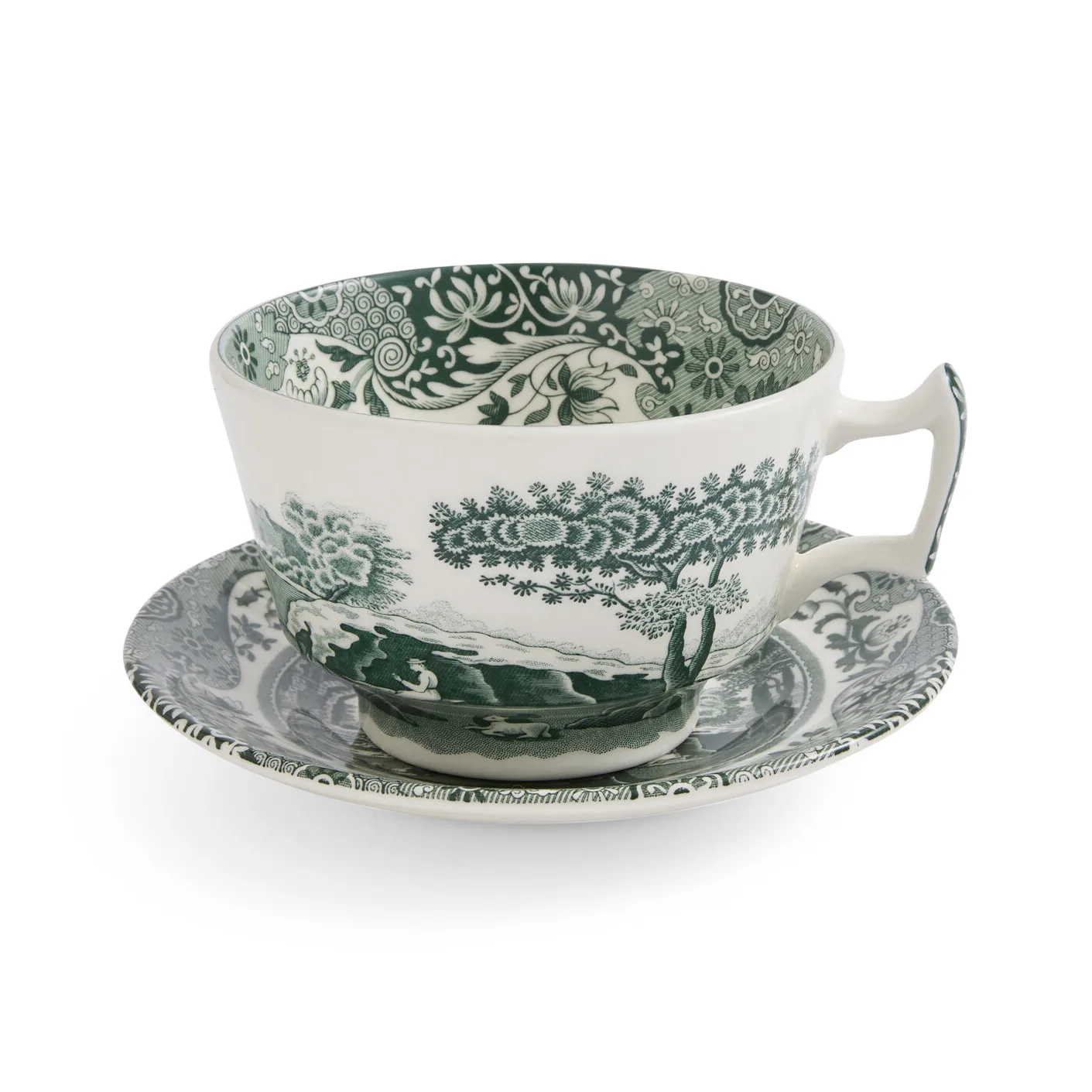 Heritage Green Italian kopp med fat, Grön, frukost, 0,28 L Spode