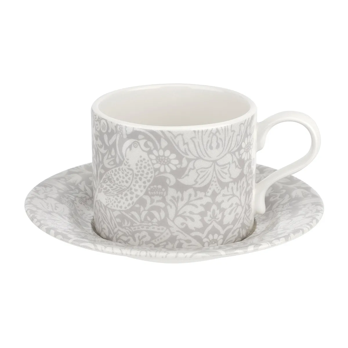 Spode Strawberry Thief tekopp med fat 28 cl Grey
