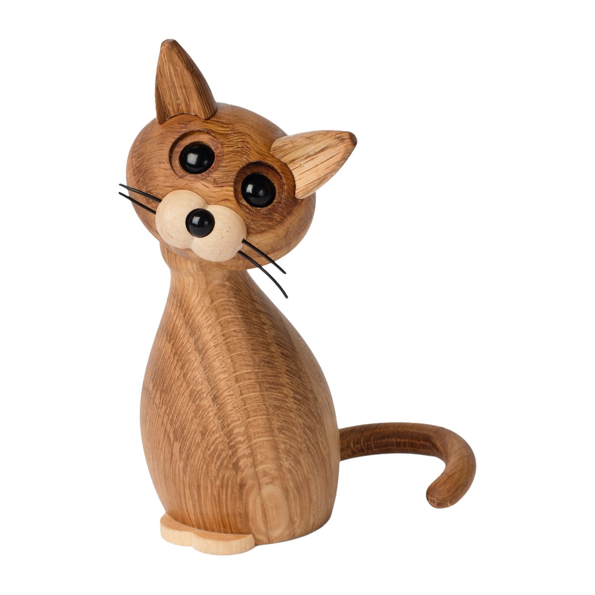 Spring Copenhagen Lucky katt dekoration 15,9 cm Ek | Skandinavisk Design | Träfigurer | Brun