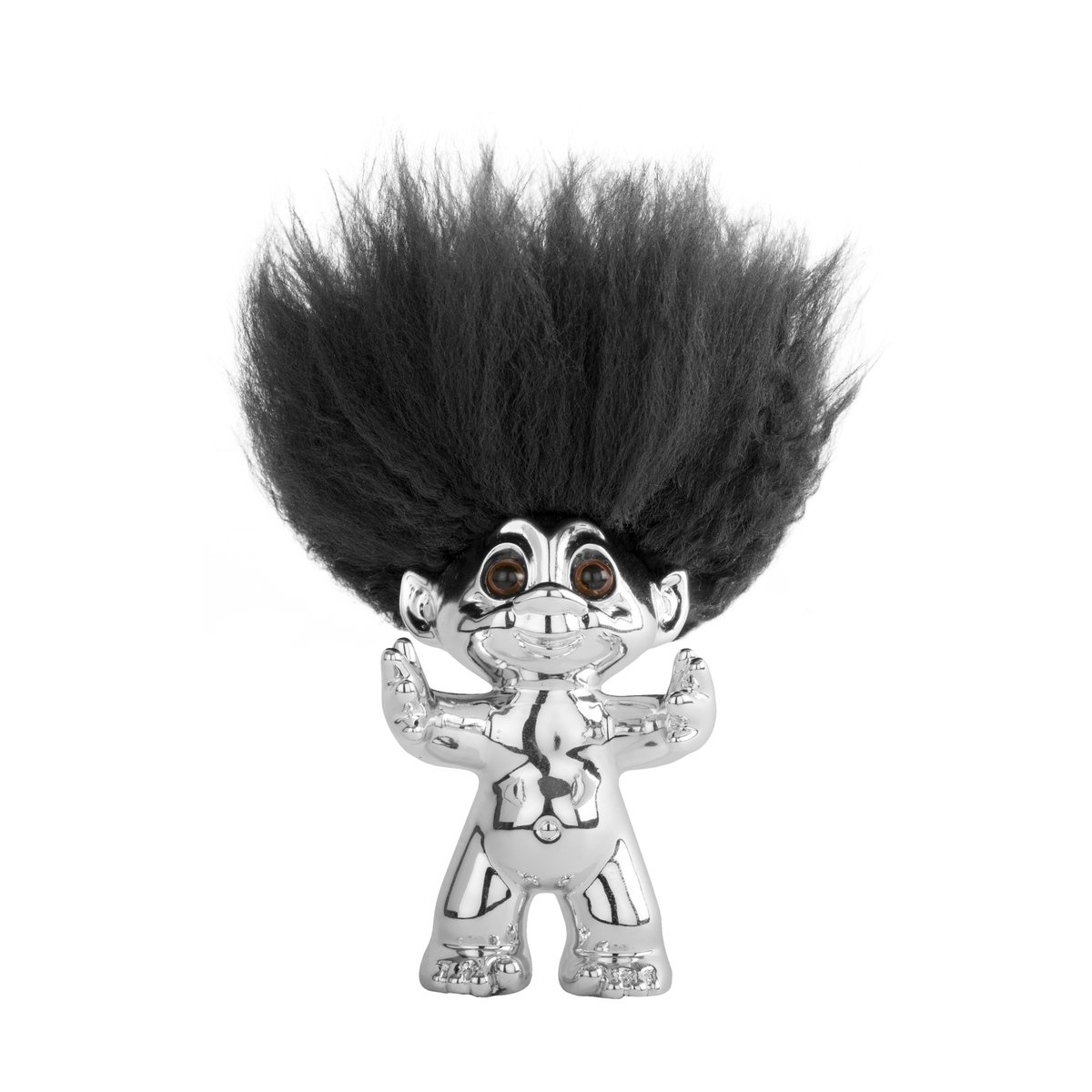 Spring Copenhagen Lyckotroll 9 cm Krom | Skandinavisk Design | Träfigurer | Silverfärgad