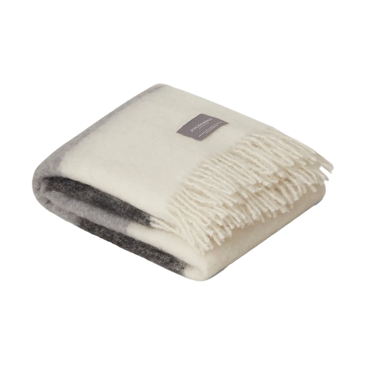 Stackelbergs Mohair pläd Black, Skiffer & White Stripe