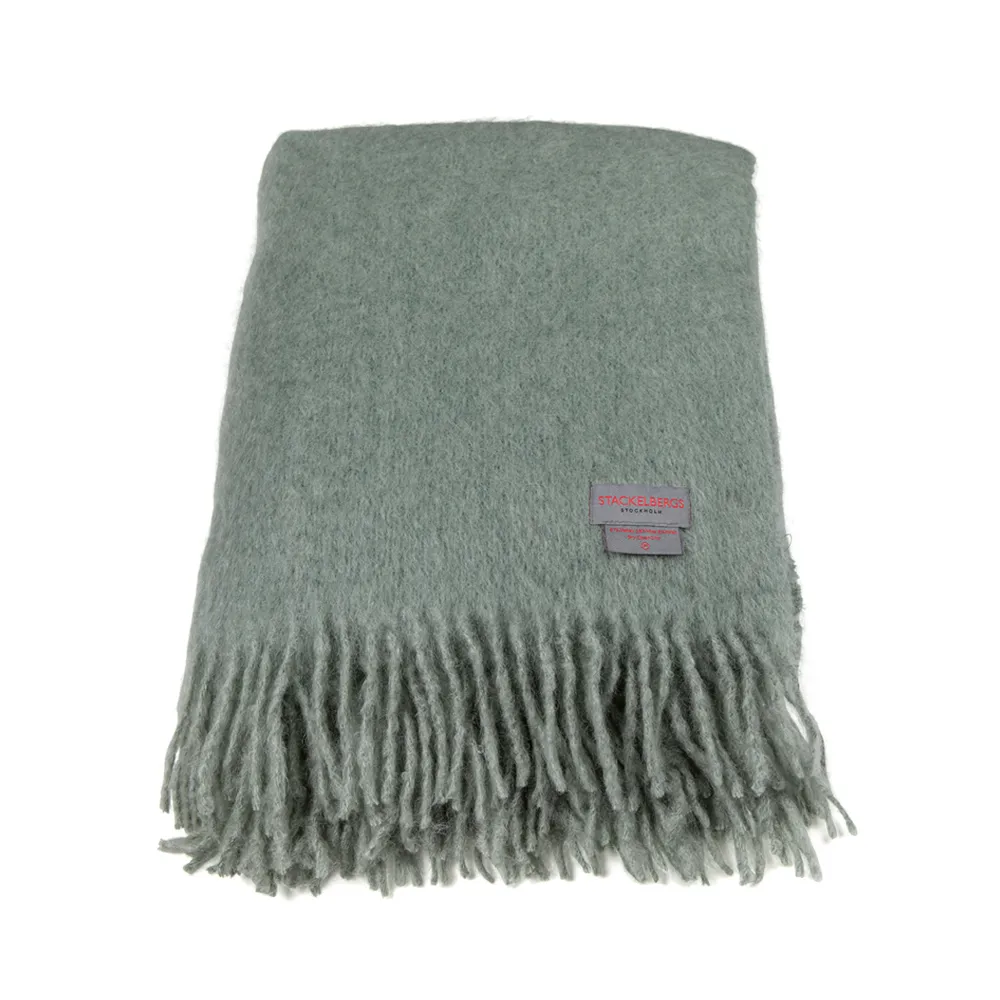 Mohair pläd, sea foam & green bay melange Stackelbergs
