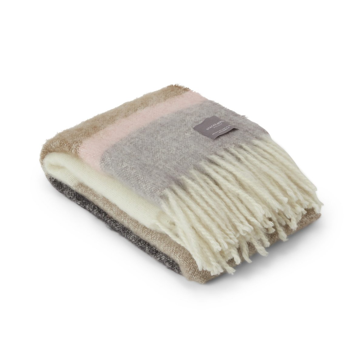 Stackelbergs Mohair pläd Stripe Brown, Black & Rose