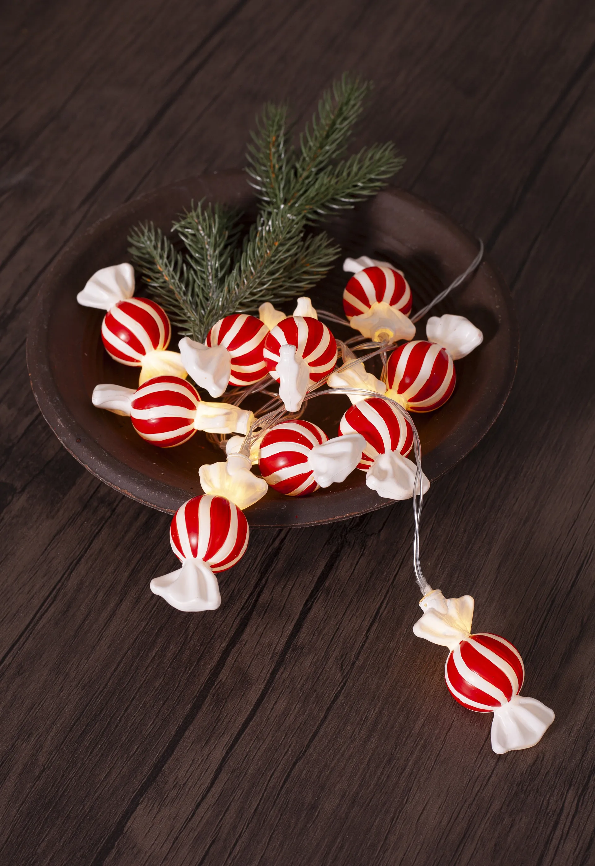 Bonbon ljusslinga 135 cm, Röd-vit Star Trading