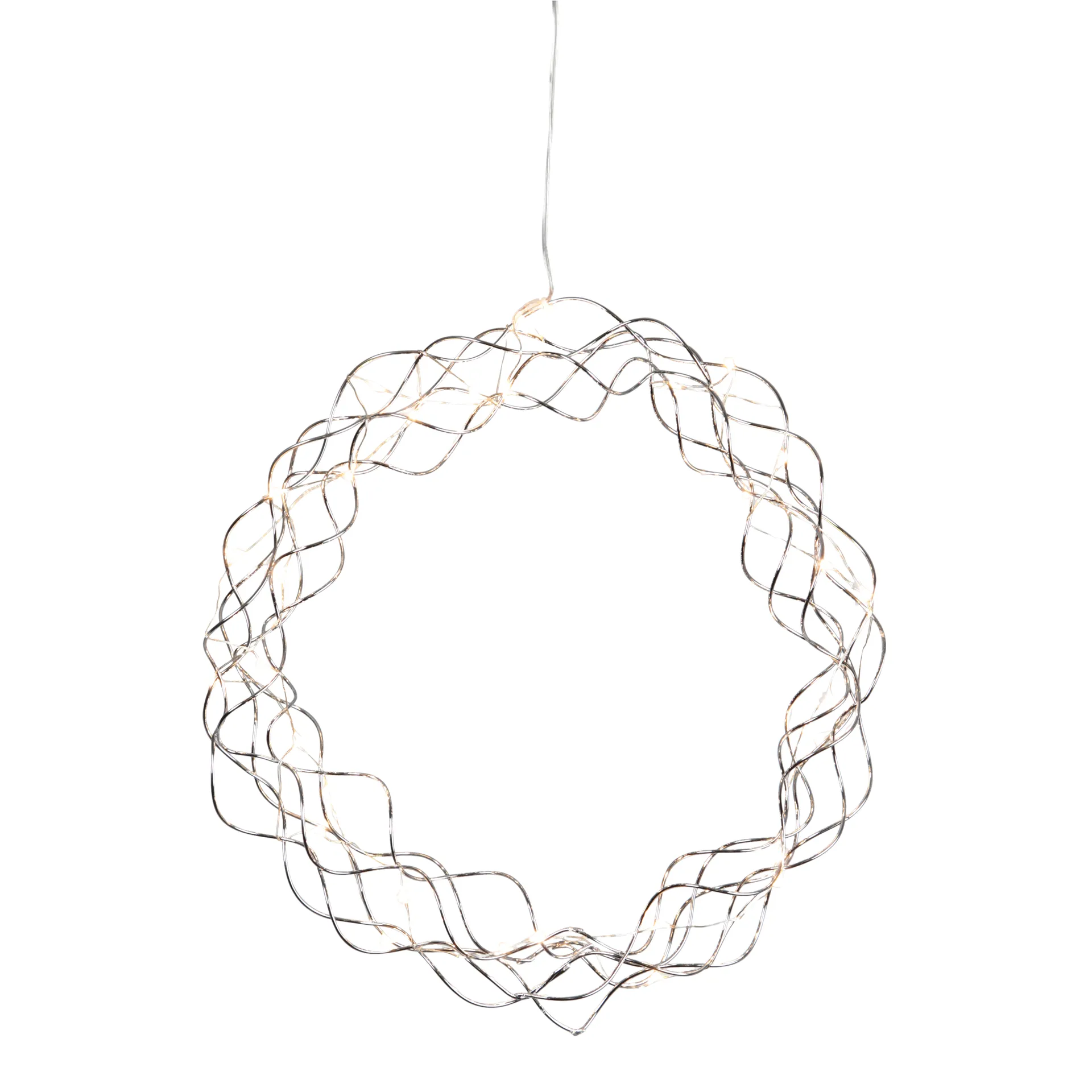 Curly krans med LED-ljus 30 cm, krom Star Trading