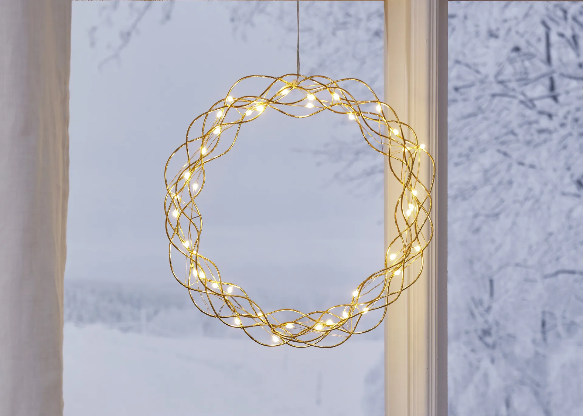 Curly krans med LED-ljus 30 cm, Mässing Star Trading