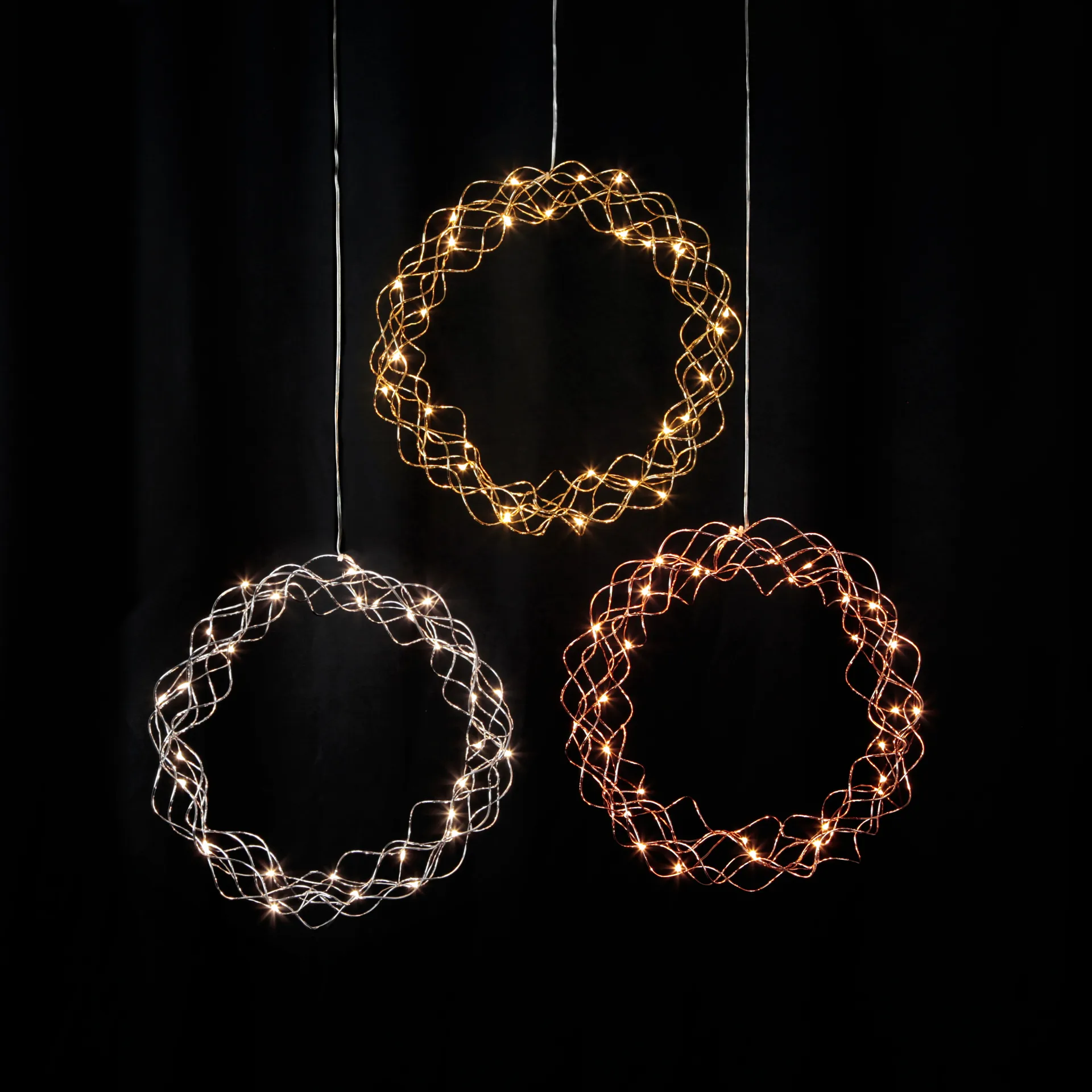 Curly krans med LED-ljus 30 cm, Mässing Star Trading