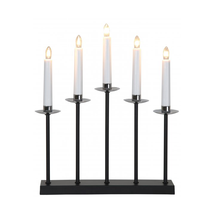 Star Trading Greta 5 metalljusstake silverbricka 37 cm Svart