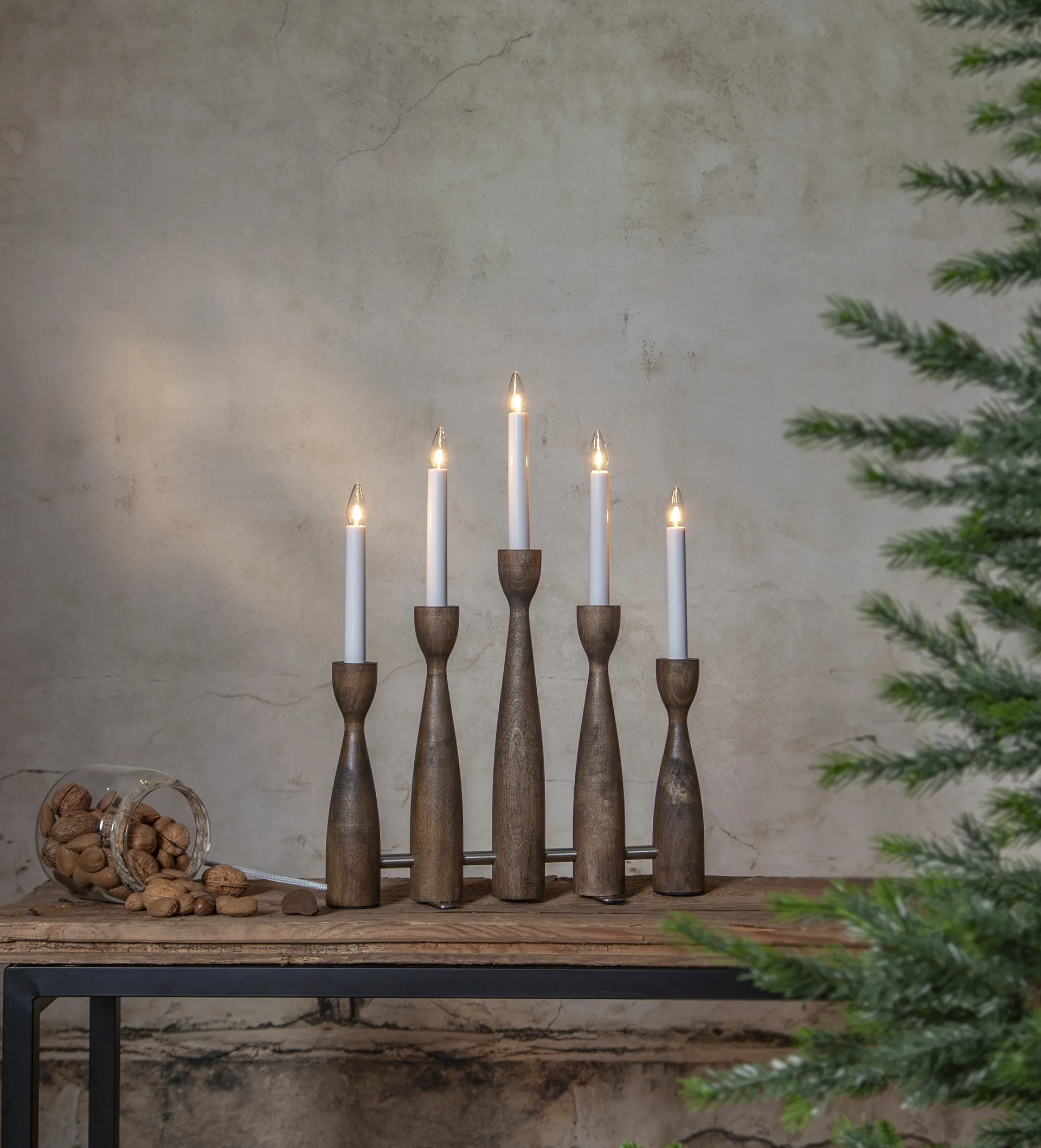 Midja 2.0 adventsljusstake, Valnöt Star Trading