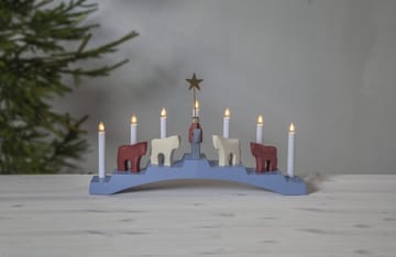 Staffans fålar adventsljusstake 7 lampor - Blå - Star Trading