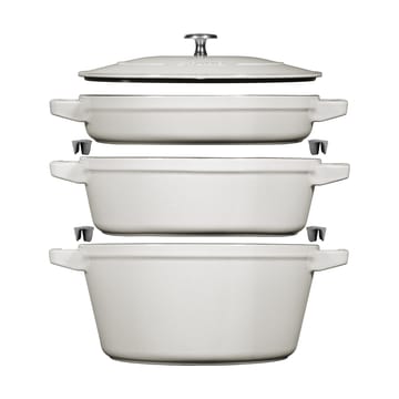 Staub Gryt & kastrullset stapelbara 5 delar - White truffle - STAUB