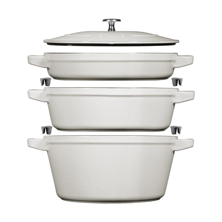 Staub Gryt & kastrullset stapelbara 5 delar - White truffle - STAUB