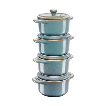 Staub grytset mini Ø10 cm 4-pack - Antik turkos - STAUB