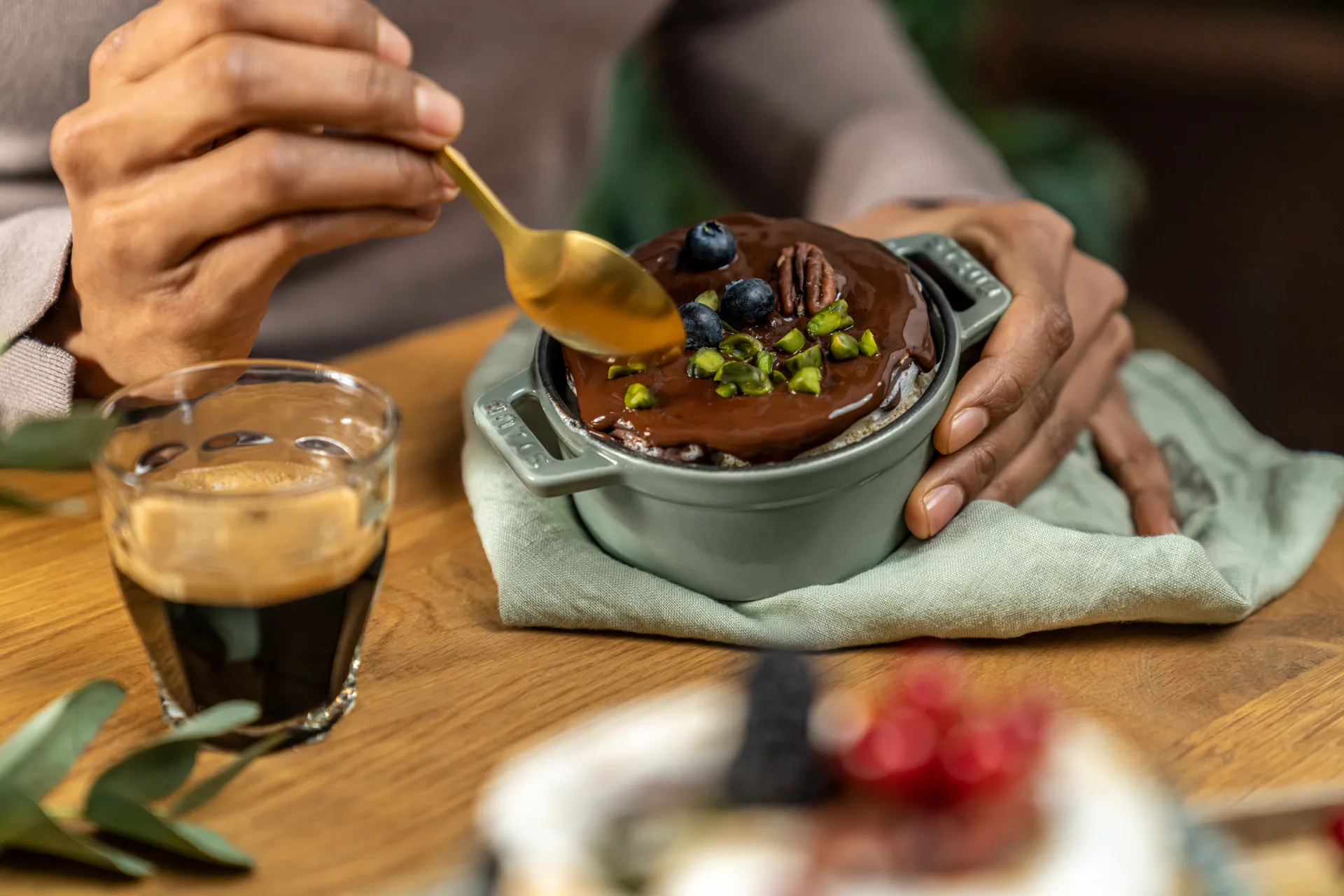 Staub La Cocotte rund gryta gjutjärn 0,25 L, Eukalyptus STAUB