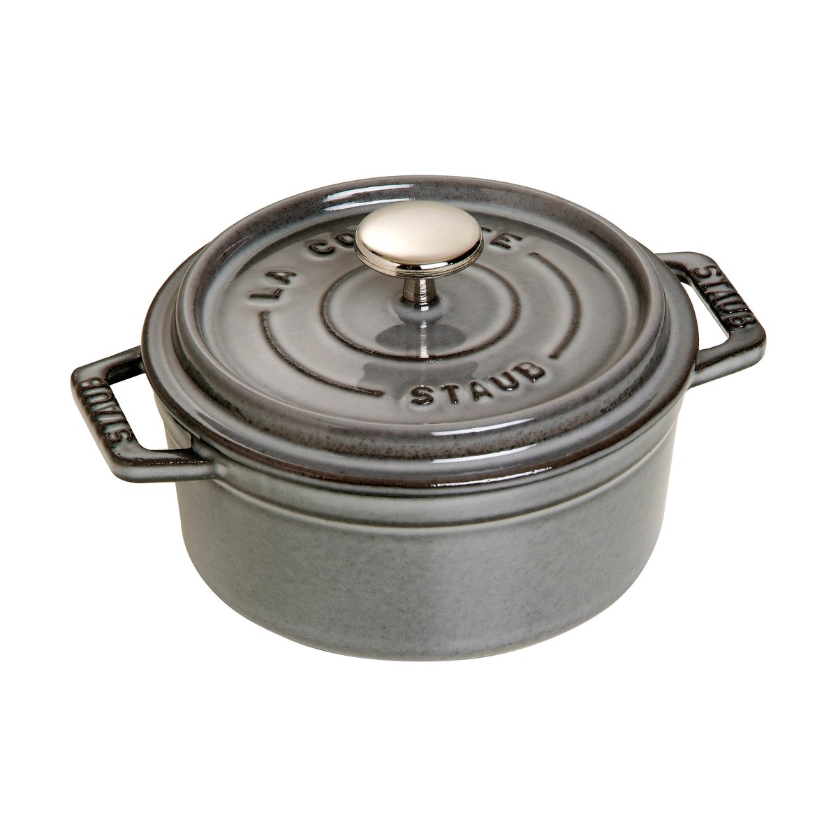Staub La Cocotte rund gryta gjutjärn 0,4 L Grafitgrå