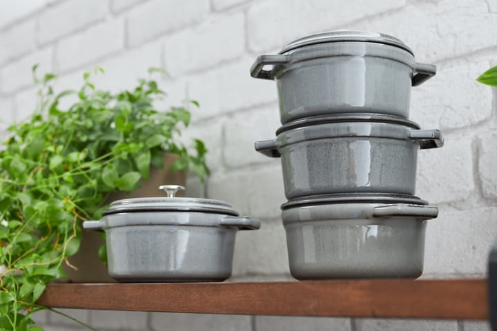 Staub La Cocotte rund gryta gjutjärn 0,8 L, Grafitgrå STAUB