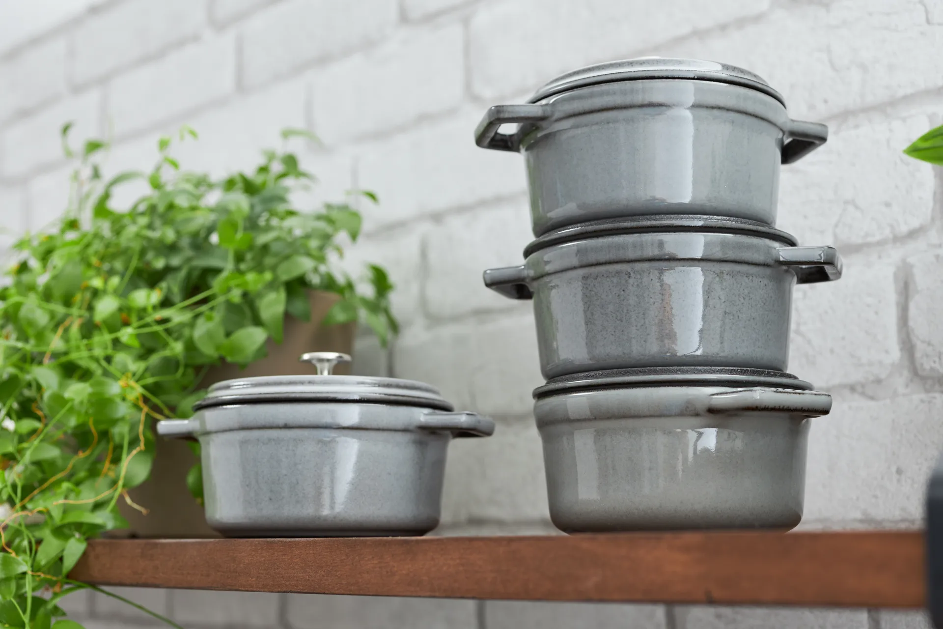 Staub La Cocotte rund gryta gjutjärn 1,2 L, Grafitgrå STAUB